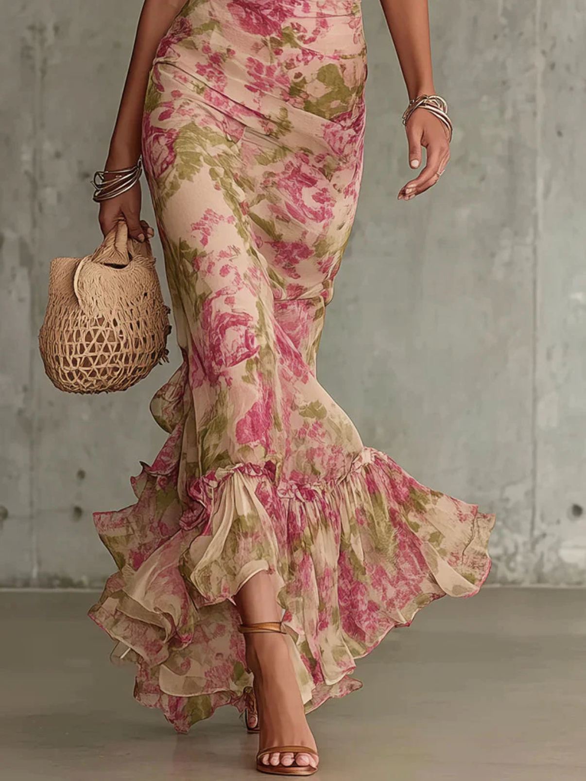 FLORA | VESTIDO LARGO CON ESTAMPADO DE ROSAS