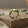 Anillo de ópalo verde natural, elegante y deslumbrante