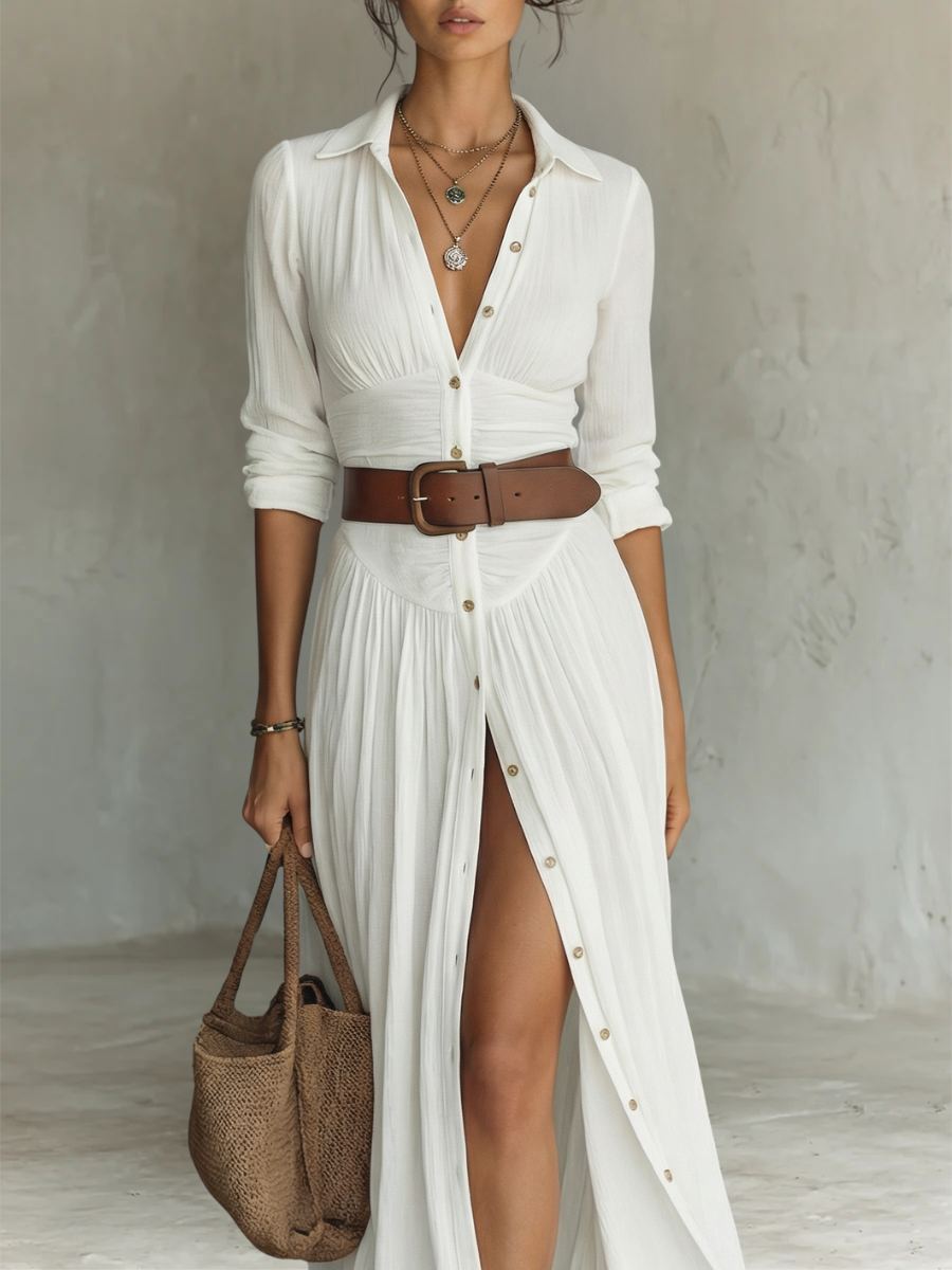 Aurora | Elegante vestido largo con cuello vuelto