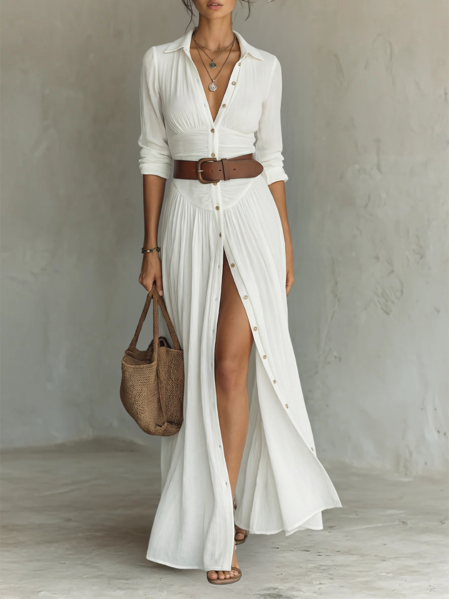 Aurora | Elegante vestido largo con cuello vuelto