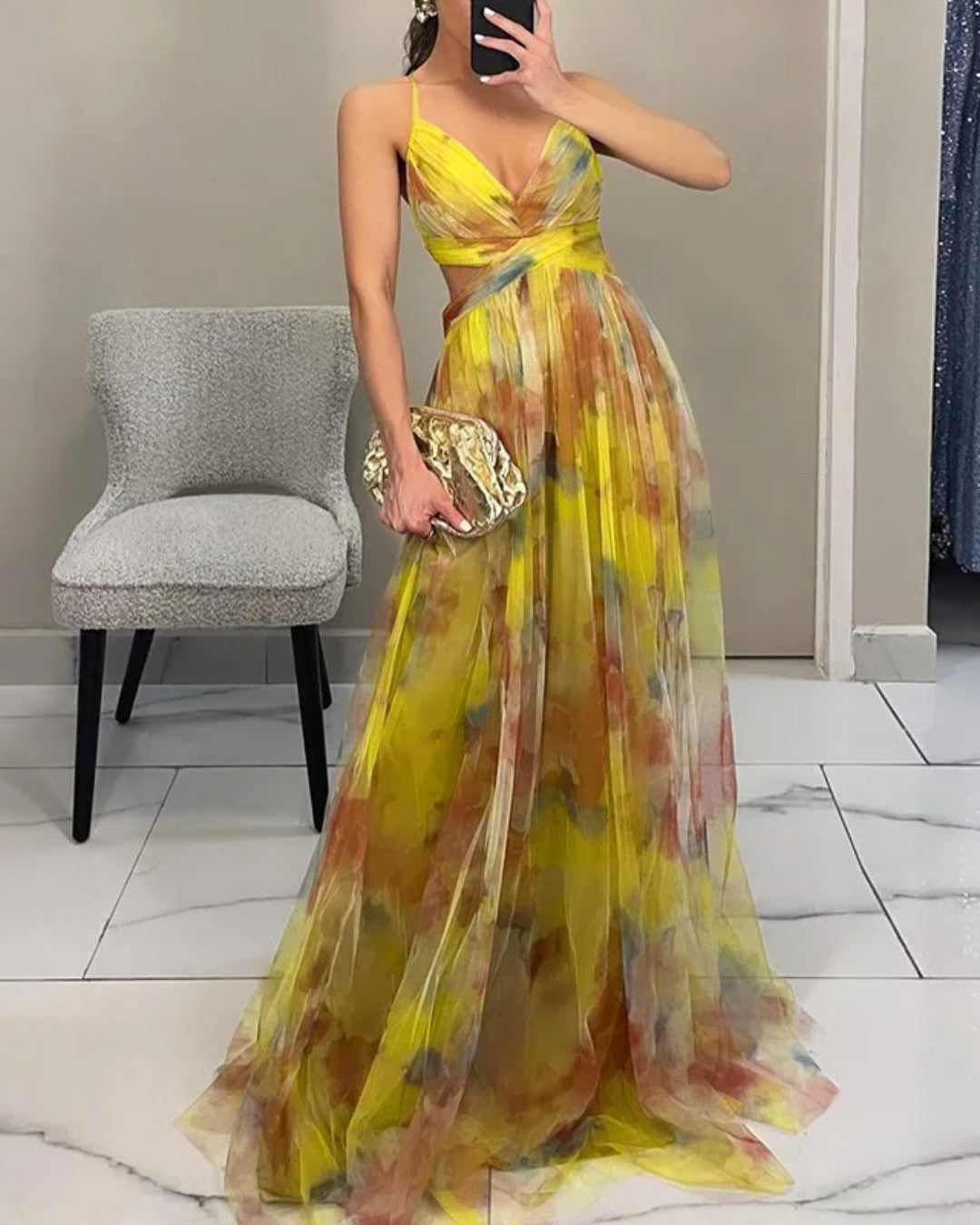 Leticia | Encantador vestido largo con estampado floral