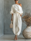 Mila | Conjunto de 2 piezas para mujer con hombros al descubierto, estilo off-shoulder